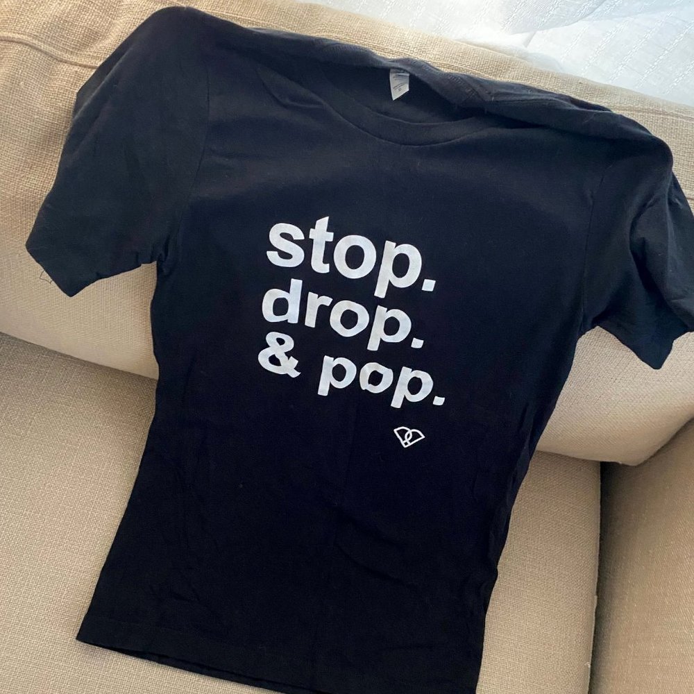 POP Pilates "Stop Drop & Pop" Black T-Shirt